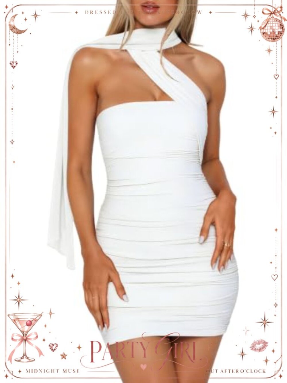 Women's Strapless Bodycon Mini Dress Ruched Scarf Club Party